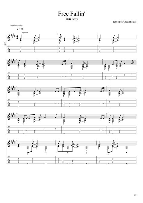 Free Fallin Arr Chris Richter By Tom Petty Sheet Music For Solo