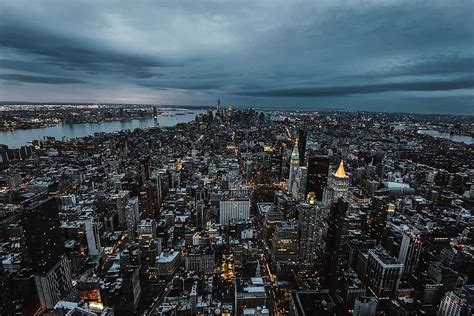 New York City Panorama Urban Hudson River Water Reflections