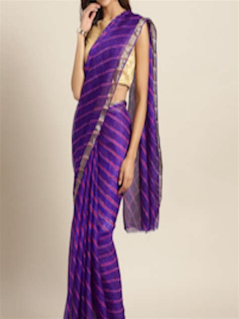 Buy Geroo Jaipur Purple Dyed Leheriya Saree Sarees For Women 9964603