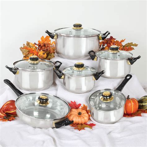 Deluxe 12 Pc Stainless Steel Cookware Set