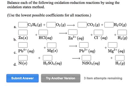 SOLVED Balance Each Of The Following Oxidation Reduction Reactions By