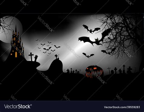 Halloween Party Banner Spooky Dark Background Vector Image