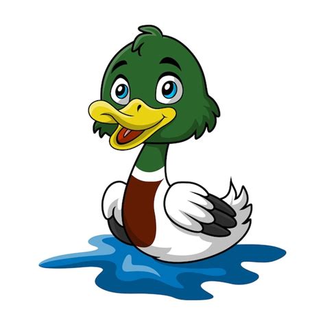 Cartoon De Pato Bonito Em Fundo Branco Vetor Premium