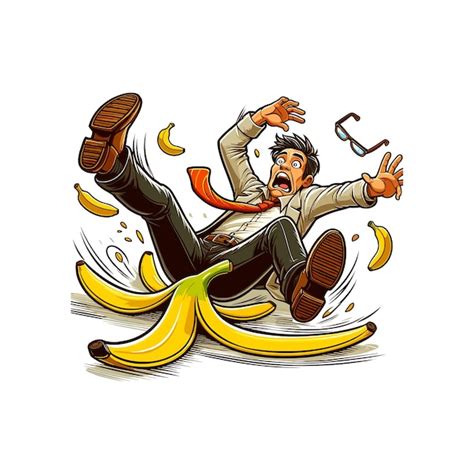 Clumsy Man Slipped On Banana Peel While Walking Man Slipping On A