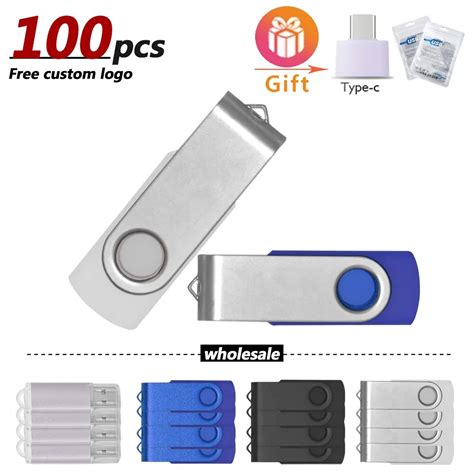 100 Stks Partij Gratis Logo Metalen Flash Drive Pen Drive Pendrive 4Gb