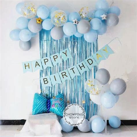 Jual Paket Dekorasi Hiasan Balon Ulang Tahun Happy Birthday Biru