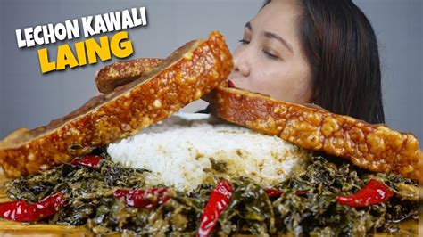 Lechon Kawali At Laing Mukbang Filipino Food Youtube