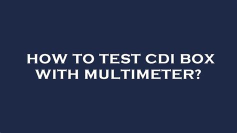 How To Test Cdi Box With Multimeter YouTube