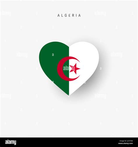 Algeria Heart Shaped Flag Origami Paper Cut Algerian National Banner 3d Vector Illustration