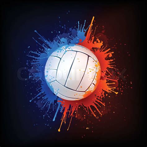 Volleyball Ball i Paint Isoleret på sort baggrund | Stock vektor ...