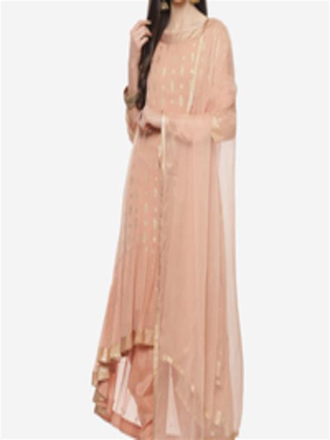 Buy Biba Women Pink Gold Toned Ethnic Motifs Kurta With Dhoti Pants