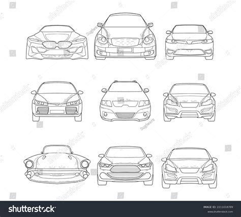 Collection Car Outline Sketch Vector Stock Vector (Royalty Free ...