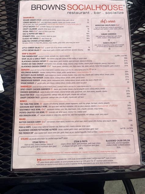 Menu at Browns Socialhouse Waterloo restaurant, Waterloo