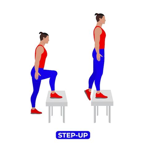 Vector Man Haciendo Step Up Bodyweight Fitness Legs Workout Ejercicio