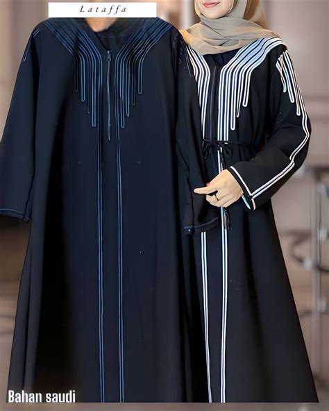 ABAYA LATAFFA BORDIR HITAM PUTIH JETBLACK SAUDI GRADE A Lazada