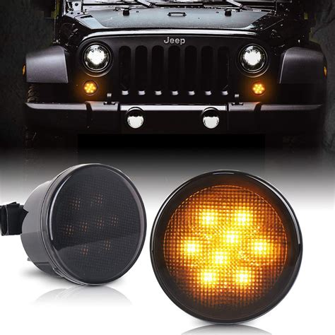 Doxmall JK Turn Signal Lights Smoke Lens Amber LED Front Grill