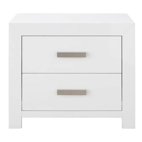 Miami Bedside Table White Gloss 2 Drawer By James Lane Style Sourcebook