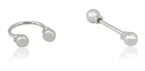 2x Piercing Tragus Reto E Ferradura Prata 925 Bolinha MercadoLivre