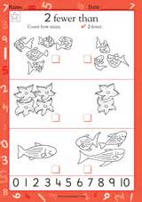 2 Fewer Than (0-10) - Kindergarten Worksheet - TeacherVision