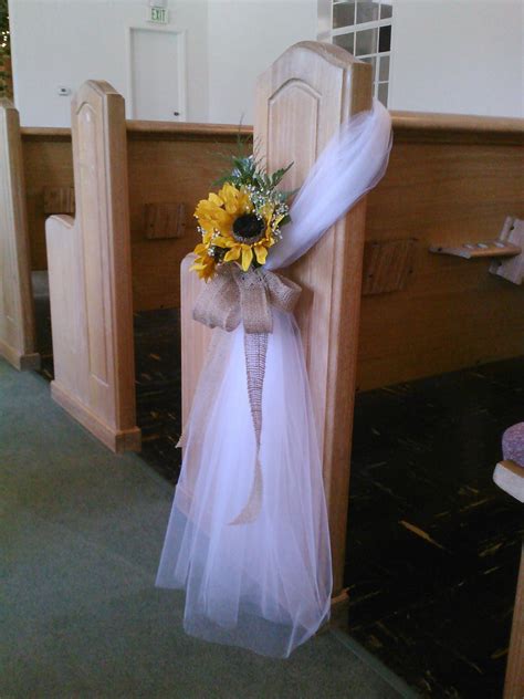 Easy Tulle Sunflower Burlap Pew Bow Church Wedding Decorations