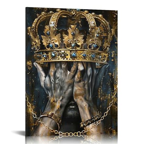 Nawypu Black And Gold African American Man Canvas Wall Art With King