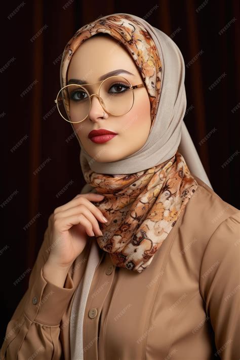 Premium Ai Image Vertical Portrait Of Muslim Girl With Glasses