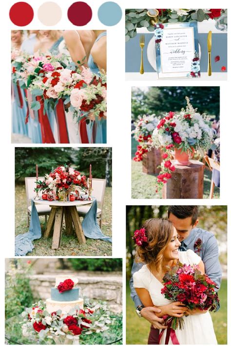 Gorgeous Dusty Blue And Red Wedding Color Palette Wedding Colors Red