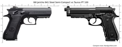 IWI Jericho 941 Steel Semi Compact Vs Taurus PT 100 Size Comparison