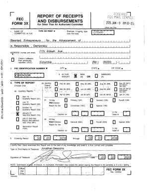 Fillable Online Fec Form X Report Of Receipts And Disbursements Fax