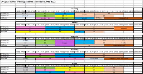 Trainingsschema Zaalseizoen Dvo Transus