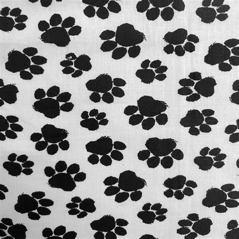 White Puppy Paw Print Print Poly Cotton Fabric – Fashion Fabrics LLC