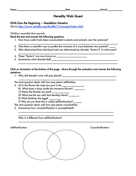 Genetics Heredity Web Quest