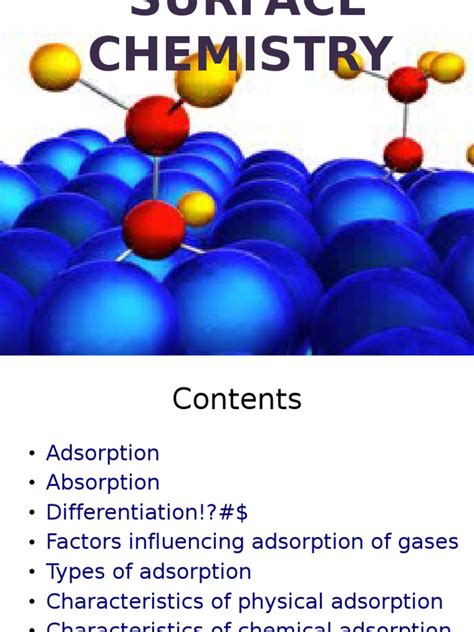 Surface Chemistry Surface Science Adsorption