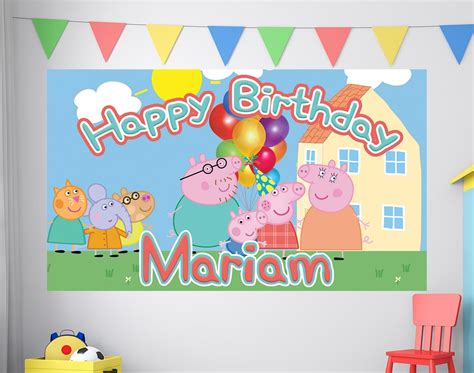 Peppa Pig Birthday Peppa Birthday Banner Custom Peppa Pig - Etsy