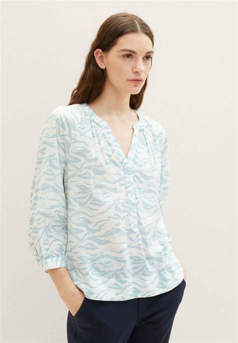 Tom Tailor Blouse Blue Small Wavy Design Bleu Clair Zalando Fr