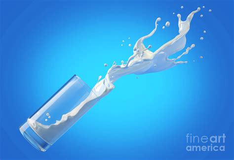 Glass Of Milk Spilling In Air With Splash #1 by Leonello Calvetti/science Photo Library