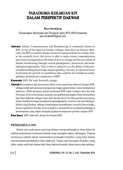 PARADIGMA KEILMUAN KPI KEILMUAN KPI DALAM PERSPEKTIF DAKWAH