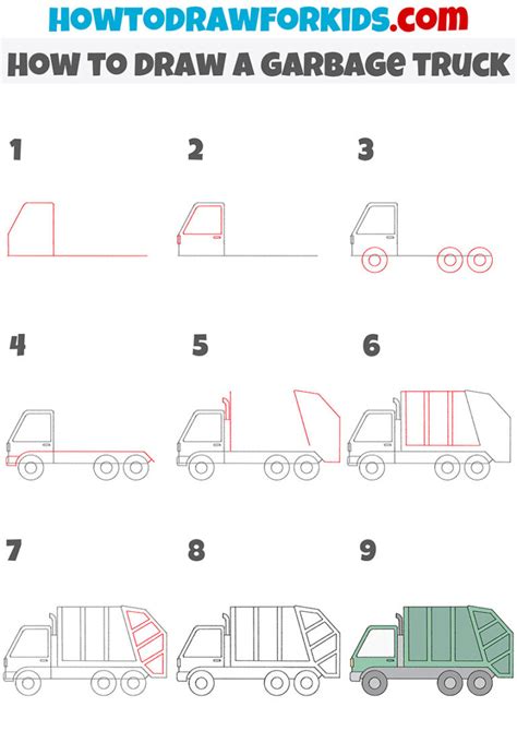 How to Draw a Garbage Truck - Easy Drawing Tutorial For Kids