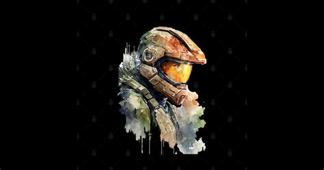 Halo Master Chief Watercolor Original Artwork Halo Sticker