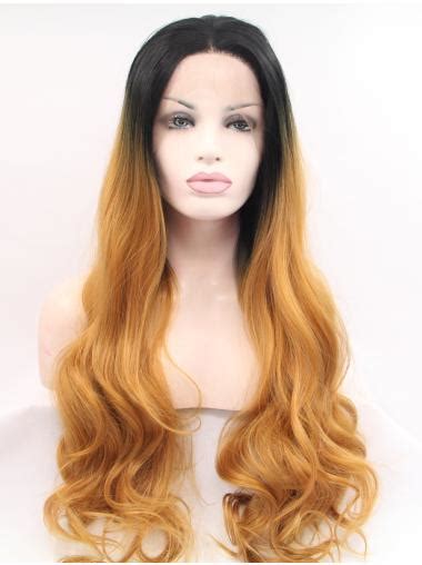 Long Curly Hair Wig 28 Curly Ombre 2 Tone Without Bangs Synthetic Long