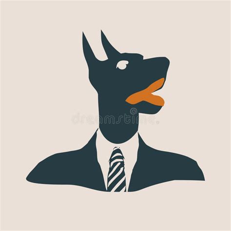 Doberman Dog Dressed Up In Black Suit Stock Vector Illustration Of