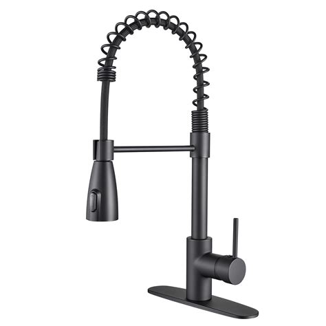 Sensor Single Handle Pull Down Sprayer Kitchen Faucet In Matte Black