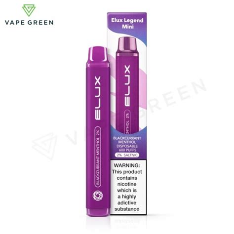 Blackcurrant Menthol Disposable Vape By Elux Legend Mini Free Uk