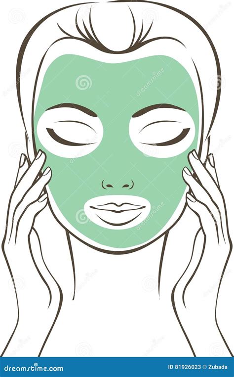 Female Face with Beauty Mask Stock Vector - Illustration of lifestyle, facial: 81926023