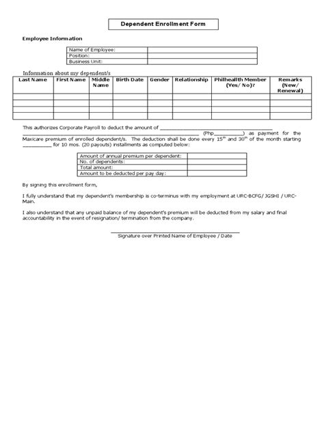 Maxicare Dependent Enrollment Form Pdf