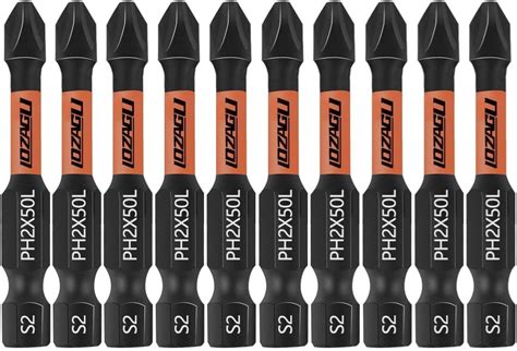 Lozagu 10 Piece Phillips Bits 2 Impact Magnetic S2 Alloy