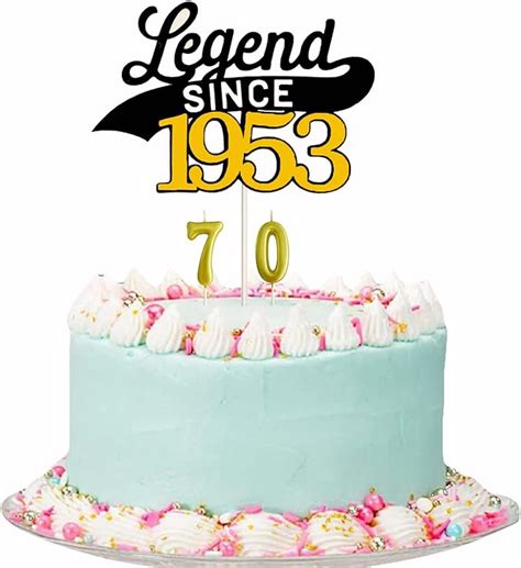 Amazon Legend Since 1953 Cake Topper Gold Black Glitter Happy