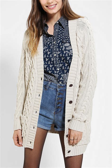 Lyst Urban Outfitters Bdg Fisherman Cardigan In Natural