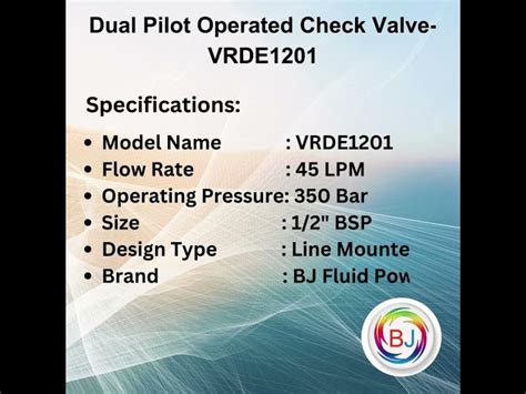 Hydraulic Valves Dual Pilot Operated Check Valve Vrde1201 12bsp Manufacturer From Bengaluru