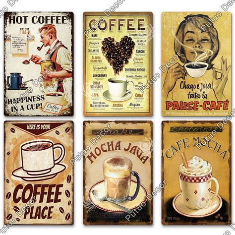 Vintage Style Coffee Theme Metal Tin Sign Kitchen Bar Pub Cafe Wall Art